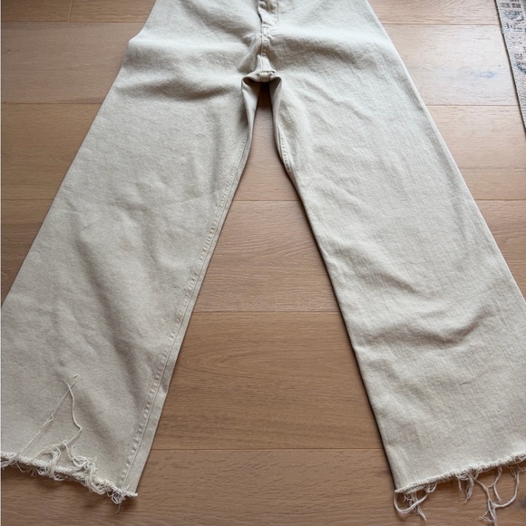MIOU MUSE - STRAIGHT WIDE LEG DENIM PANTS IN BEIGE - Picture 3 of 4